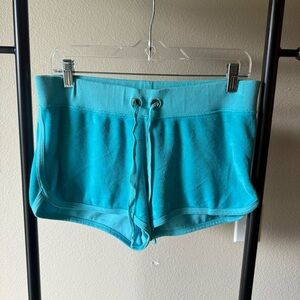 bebe sequin Teal Y2K micro mini Athletic Shorts